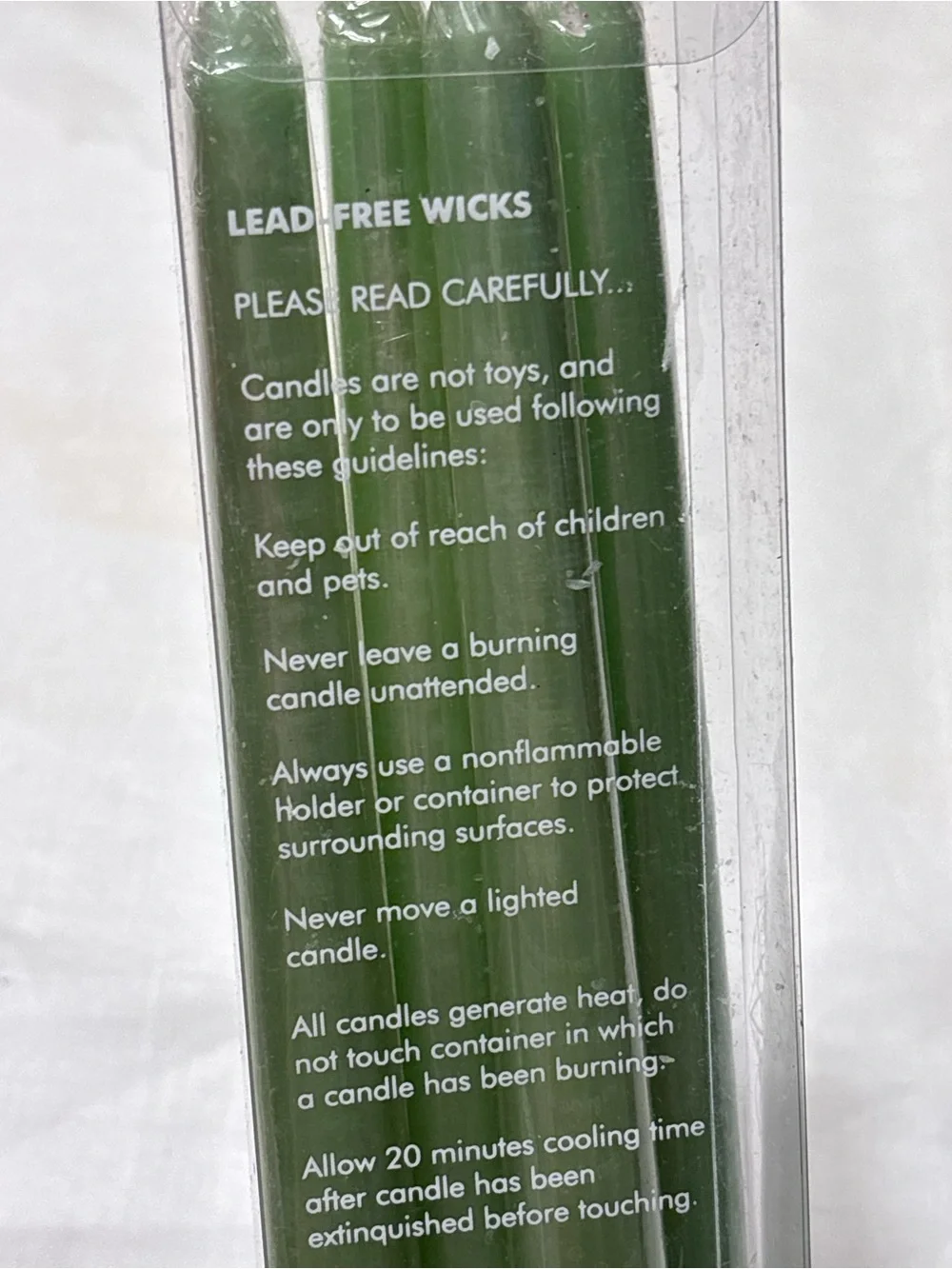 Embers Sea Grass Green Taper Candles 10” Unscented Set of 6 New